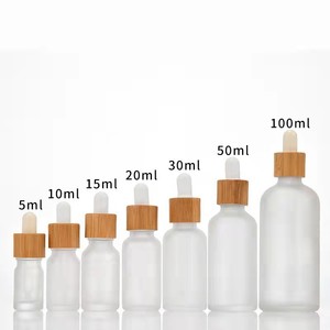 Flacon compte-gouttes en verre transparent givré 10ml 30ml 60ml 100ml avec bouchon en bambou pour huiles essentielles, gouttes pour les yeux, sérum de soin de la peau, écologique - Product Image 6