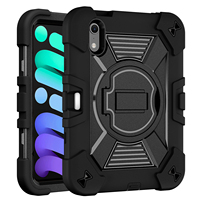 Casing Tablet Heavy Duty untuk iPad Mini 8, Anti-Shock, Pelindung, dengan Stand Putar 360 Derajat, Tempat Pensil, dan Tali Bahu