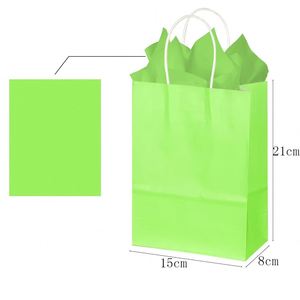 Bolsas de Regalo de Papel Verde KUAIMA de 15*8*21cm con Asas para Pequeños Negocios, Fiestas de Cumpleaños, Navidad - Product Image 2