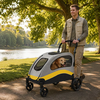 Poussette pliable légère et réglable pour animaux de compagnie, chariot pour chiens de taille moyenne et grande, chariot de voyage extérieur à 4 roues