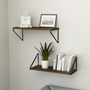 Solid Wood Wall Mounted <b>Shelf</b> 35.8cm Dark Brown Durable Living Room Storage <b>Rack</b> - Product Image 3