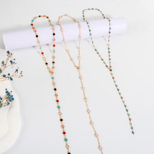 قلادة مجوهرات عصرية بوهيمية كلاسيكية على شكل حرف Y بسلسلة طويلة، قلادة فاخرة خفيفة وجمالية من الكريستال الملون للنساء - Product Image 3