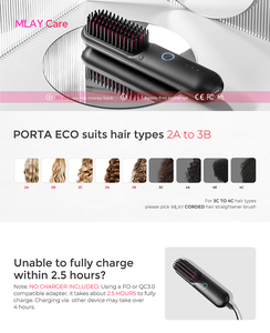 แปรงยืดผมตรงแบบไร้สายหวีพลาสม่าแบบพกพาใช้เทคโนโลยีสำหรับการเดินทางในบ้านจอแสดงผลอุณหภูมิแบบไร้สาย - Product Image 3