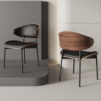 Chaise de salle à manger nordique luxe en bois noir et cuir ensemble de meubles de chambre restaurant chaises de salle à manger modernes pour table à manger