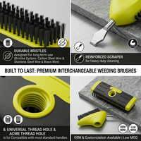 Outil 2-en-1 robuste pour éliminer les mauvaises herbes et les algues, brosse à désherber pour pavés et terrasses avec grattoir, vente en gros OEM