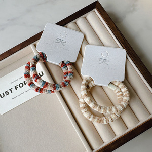 2 unids/lote de lazos para el cabello negros gruesos a la moda para <span class=keywords><strong>mujer</strong></span>, banda de goma para cabello grueso para <span class=keywords><strong>mujer</strong></span> y niña, bandas elásticas grandes para el cabello, soporte para cola de caballo - Product Image 2