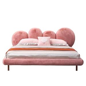 Cama King de diseño moderno, muebles de dormitorio elegantes de alta calidad, marco de cama de madera de terciopelo tapizado, nueva tapicería - Product Image 2