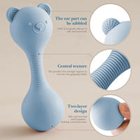 Bimier Hochet et Anneau de Dentition en Silicone de Qualité Alimentaire Sans BPA pour Bébé, Jouet Sensoriel Éducatif Mignon Animaux de Dessin Animé (Ours, Lapin, Girafe) 0-12 Mois
