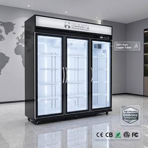 Réfrigérateur commercial vertical peu coûteux, refroidisseur de boissons, vitrine réfrigérée avec porte en verre, refroidissement par air, commande LED et serrure de porte - Product Image 1
