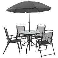Ensemble de meubles de jardin en aluminium moulé, mobilier d'extérieur, avec chaises pliantes et Table en fer, noir, 158 pièces