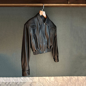 Nuova Giacca in Pelle di Pecora Conciata al Vegetale <span class=keywords><strong>Cerata</strong></span> Autunno Inverno 25 - Capospalla Corto Vintage a Vita Alta per <span class=keywords><strong>Donna</strong></span> - Product Image 2