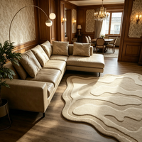 Tapis fait main au design moderne, tapis sur mesure de forme fluide, tapis tufté pour la maison, l'hôtel et la villa