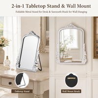 Miroir vintage en verre blanc avec cadre en bois, double usage, à suspendre ou à poser sur table, logo personnalisé OEM, décoration d'intérieur