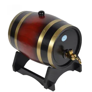 5L Oak Barrel for Storage or Aging Wine & Spirits Wine Barrel Holder for Wine Bar or Beverage Tubs