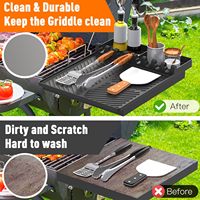 Tapis de cuisson en silicone (design rectangulaire uni) compatible avec les outils de cuisson, spatule et tapis anti-goutte - Utilisation en cuisine extérieure