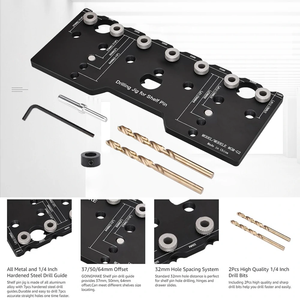 Kit de plantilla de perforación de bisagra de gabinete profesional con plantilla de pasador de estante de 32mm, guía de localizador de pasador de aleación de aluminio - Product Image 3