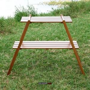 Double <b>Shelf</b> <b>Beech</b> Walnut <b>Shelf</b> for Placing Items Easy to Carry Easy to Fold Outdoor Places <b>Shelf</b> for Camping - Product Image 4