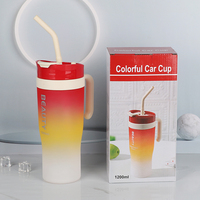 Nouvelle conception, ensemble de 3 bouteilles de sport en plastique, couleur dégradée, avec poignée portable, gourde en plastique avec paille