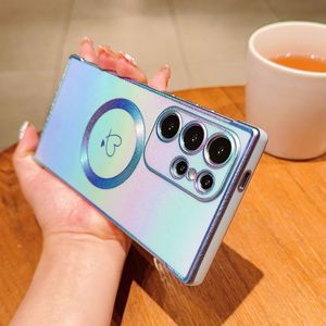 Funda Magnética para Teléfono con Textura <span class=keywords><strong>de</strong></span> Seda y Diseño Colorido para Samsung S25 Edge S24 Ultra, con Corazón Electrochapado y Protección Lateral - Product Image 5