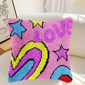 Easy DIY Custom Love Pattern <strong>Latch</strong> <strong>Hook</strong> <strong>Kit</strong>, Pre-Printed Rug Cushion Tapestry for Adults <strong>Beginners</strong> Sofa Decor - Product Image 1