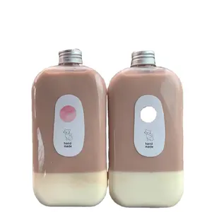 500 ml 350 ml 400 mlPlastic 애완 동물 우유 차 거품 차 빈 병 금속 모자 핫 스탬핑 스크류 캡 식품 및 음료 포장