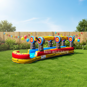 Toboggan aquatique gonflable géant de 9 mètres pour adultes, avec piscine intégrée, idéal pour l'extérieur et les jeux aquatiques. - Product Image 1