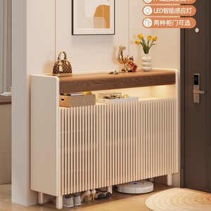 Shoe Cabinet Solid Wood Large Capacity Entryway Storage With Led Light For Hallway Foyer Adult Use - Product Image 1