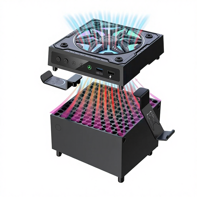Cooling Fan for Series X Console with Fast Heat Dissipation Cool RGB Lighting ABS Material