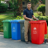 Poubelles en plastique en gros, poubelles à roulettes d'extérieur avec/sans pédale pour les déchets municipaux et communautaires