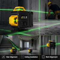 GuangChen Green Beam 360 °   Kit de niveau laser croisé autonivelant avec trépied et télécommande pour la pose de carreaux, la construction et la décoration