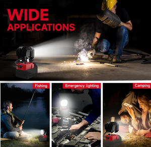 Lot de 2 lampes de travail LED 6000LM pour batterie <span class=keywords><strong>Milwaukee</strong></span> 18V M18, <span class=keywords><strong>lampe</strong></span> réglable à 120°, solutions d'éclairage pour atelier et garage, 6500K - Product Image 6