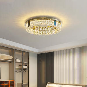 Luces colgantes de alta calidad, sala de estar moderna, cristal de aluminio, Led, 2 anillos, lámpara de techo redonda - Product Image 6