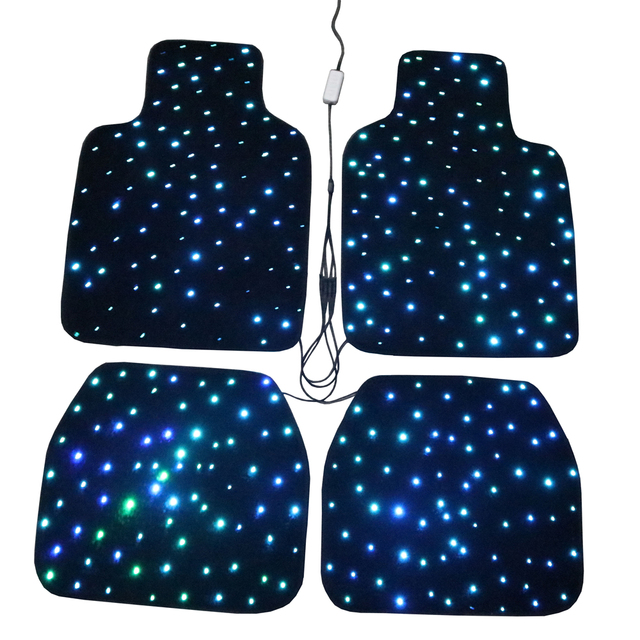 Car Star Light Mats Portable Fashionable RGB Starry Carpet Floor Mat 12V Soft Blanket Nylon Fiber Optic LED App Remote Control