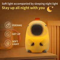 Lampe de nuit en silicone mignonne en forme de capybara, rechargeable par USB, lumière LED, gradation, lampe de bureau décorative, lampe de nuit pour dormir
