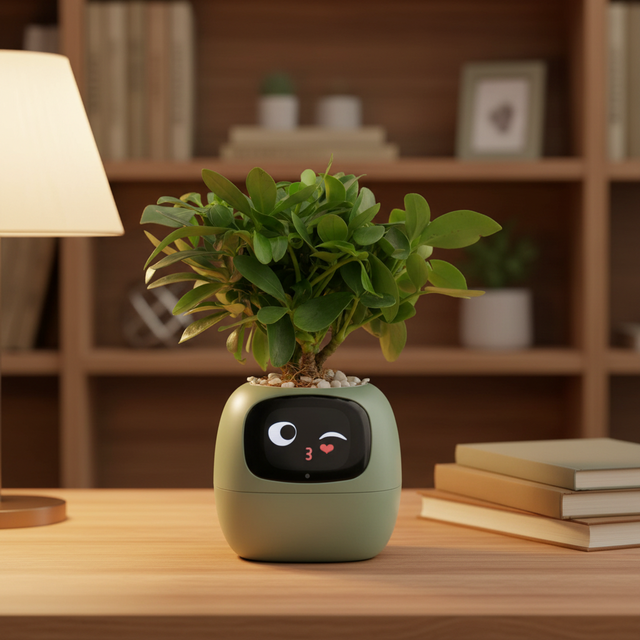 AI Desktop Entertainment Companion IVY Planter Robot Wi-Fi App Remote Control Touch Control 2-inch LCD 2000mAh Battery Corporate