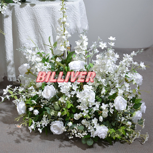 Arrangement de plantes vertes 200*50 <span class=keywords><strong>cm</strong></span> pour mariage longue table conférence support de fleurs en argent centres de table pour table de mariage en métal - Product Image 6