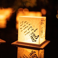 Lanterne à eau avec bougie chauffe-plat LED, décoration d'intérieur, lanternes en papier flottantes avec base en bois imperméable