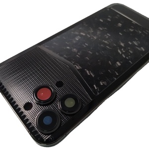 Carcasa de Lujo con Marco de <span class=keywords><strong>Fibra</strong></span> de Carbono Forjada para iPhone 14 Pro Max, Textura Electrochapada Negra, Funda para Teléfono Móvil - Product Image 1