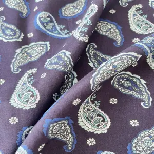 Graceful Modern klasik Kustom kain cetak Paisley Rayon Viscose Crepe Harga bagus untuk wanita garmen Kaftan gaun syal