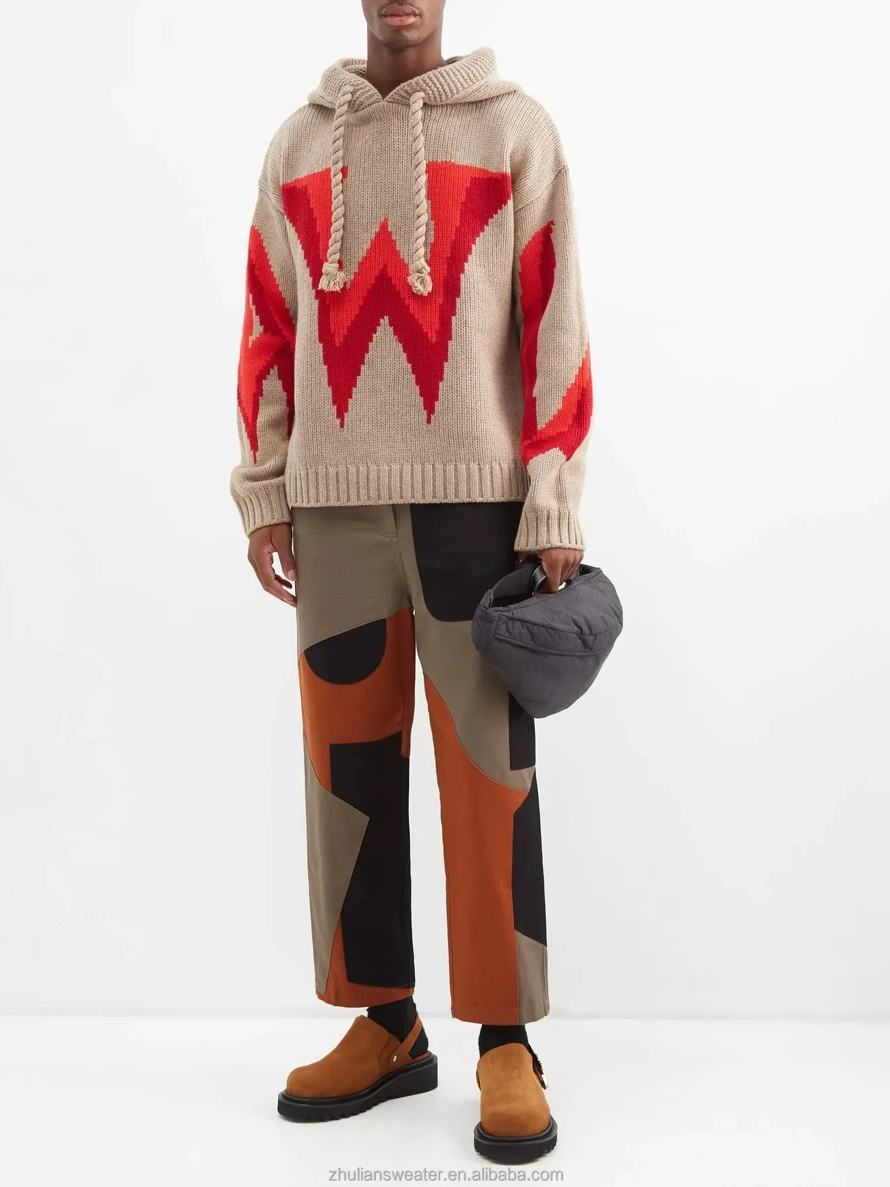 Pull-over à capuche tricoté en laine de cachemire personnalisé nouvelle mode Pull jacquard en tricot de coton pour hommes