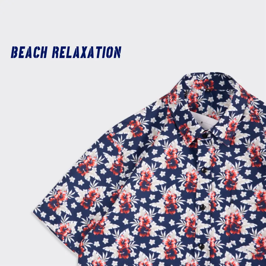 New Arrival Vacation Mens Fashion Hawaiian Beach Shirts Soft Cotton High Quality