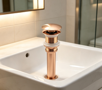 Bonde de lavabo universelle de luxe moderne en laiton massif, anti-fuite, finition or rose, pour salle de bain