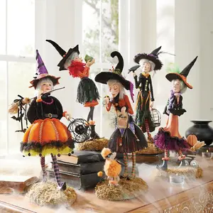 Nouvelle décoration de poupée d'Halloween Huaqi MAB80 poupée de sorcière terrifiante Mini sorcière en résine duendes ornements pour la décoration de la maison