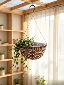 Panier suspendu <span class=keywords><strong>en</strong></span> corde <span class=keywords><strong>tressée</strong></span>, pot de fleurs décoratif tressé, panier suspendu pour plantes d'intérieur et d'extérieur pour la verdure - Product Image 6