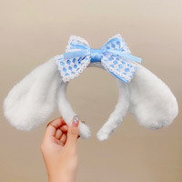 Bandeau en peluche pour chien, mignon, grande oreille, avec nœud en maille, décoratif, pour enfants, filles, lapin, longues oreilles