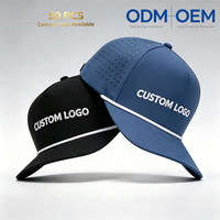 Casquette de baseball 5 panneaux personnalisée pour club, imperméable, respirante, avec logo en caoutchouc/PVC, pour le golf