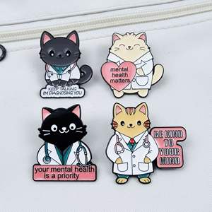 Broche de Gato con Diseño Creativo de <span class=keywords><strong>Doctor</strong></span> y Enfermera, Pin de Aleación Esmaltada Antiexposición, Accesorio de Ropa - Product Image 3