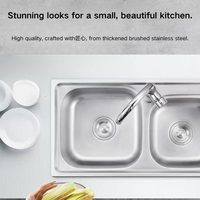 Évier double de comptoir en acier inoxydable brossé épaissi, fait main, moderne et de qualité supérieure |   Évier de cuisine intégré pour le lavage de la vaisselle