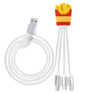 Câble de charge 4 en 1 pour téléphone portable, design alimentaire, frites, universel, multi-interface, dessin animé, USB type C, câble de charge 4 en 1 - Product Image 1