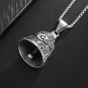 <b>Titanium</b> Steel Bell Pendant Necklace With Angel Wings And Inspirational Quote Unisex Fashion Jewelry Retro Style <b>Chain</b> 3mm 60cm - Product Image 3